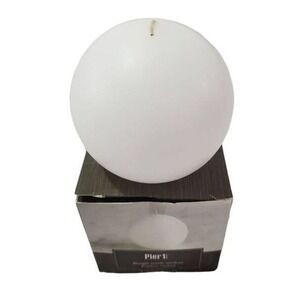 Pier 1 Medium White Unscented‎ Sphere Candle 3.5" Round Ball Modern Home Decor